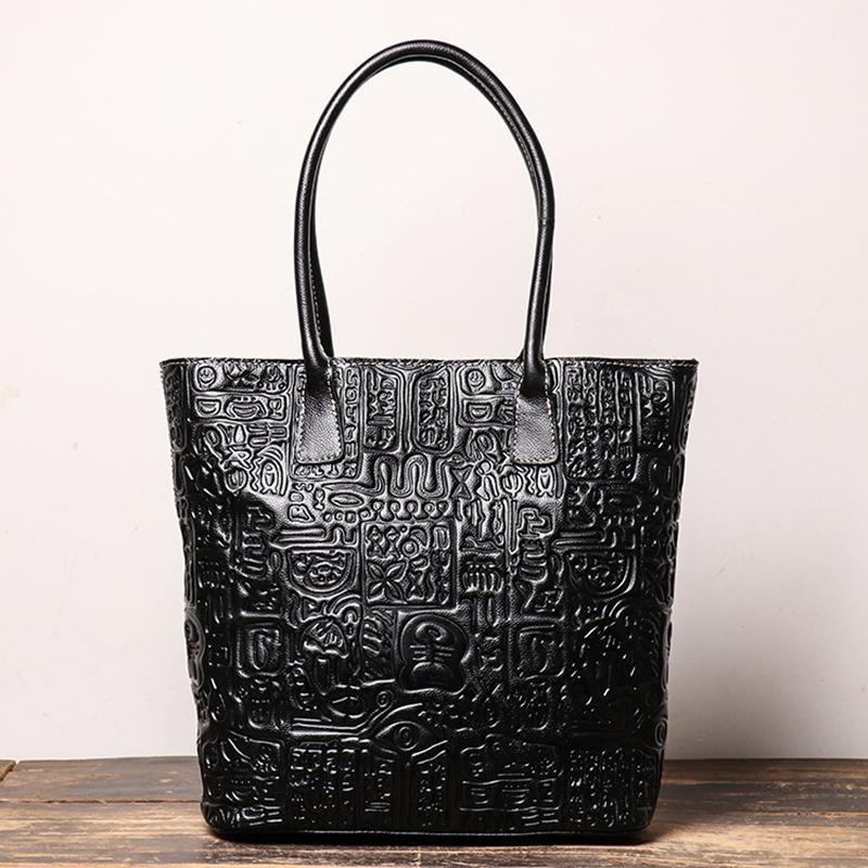 Classic Black Leather Tote | Black Leather Tote | Y by Yaya