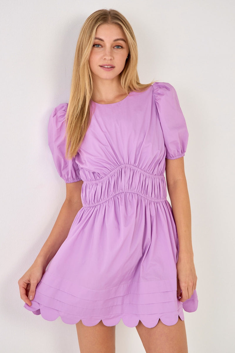 INTERLUDE SCALLOP TIE MINI DRESS