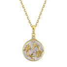 Gold and silver Pisces Zodiac pendant necklace on a white background