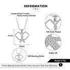 Silver necklace with pickleball paddle pendant, details on chain length, material, and features.