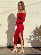 Crescent | Angie Off Shoulder Midi Dress | Sweetest Stitch Boutique