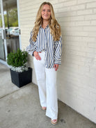 Entro | Esmerelda Striped Button Up Top | Sweetest Stitch Boutique