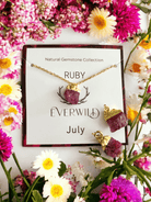 Raw Natural Gemstone Nugget Birthstone Necklace - July Ruby