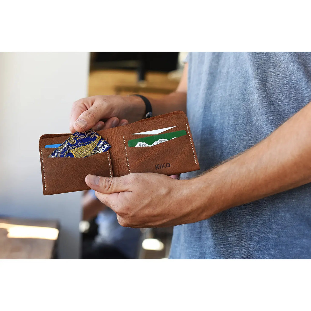 Kiko Leather Tan Buck Bifold #118