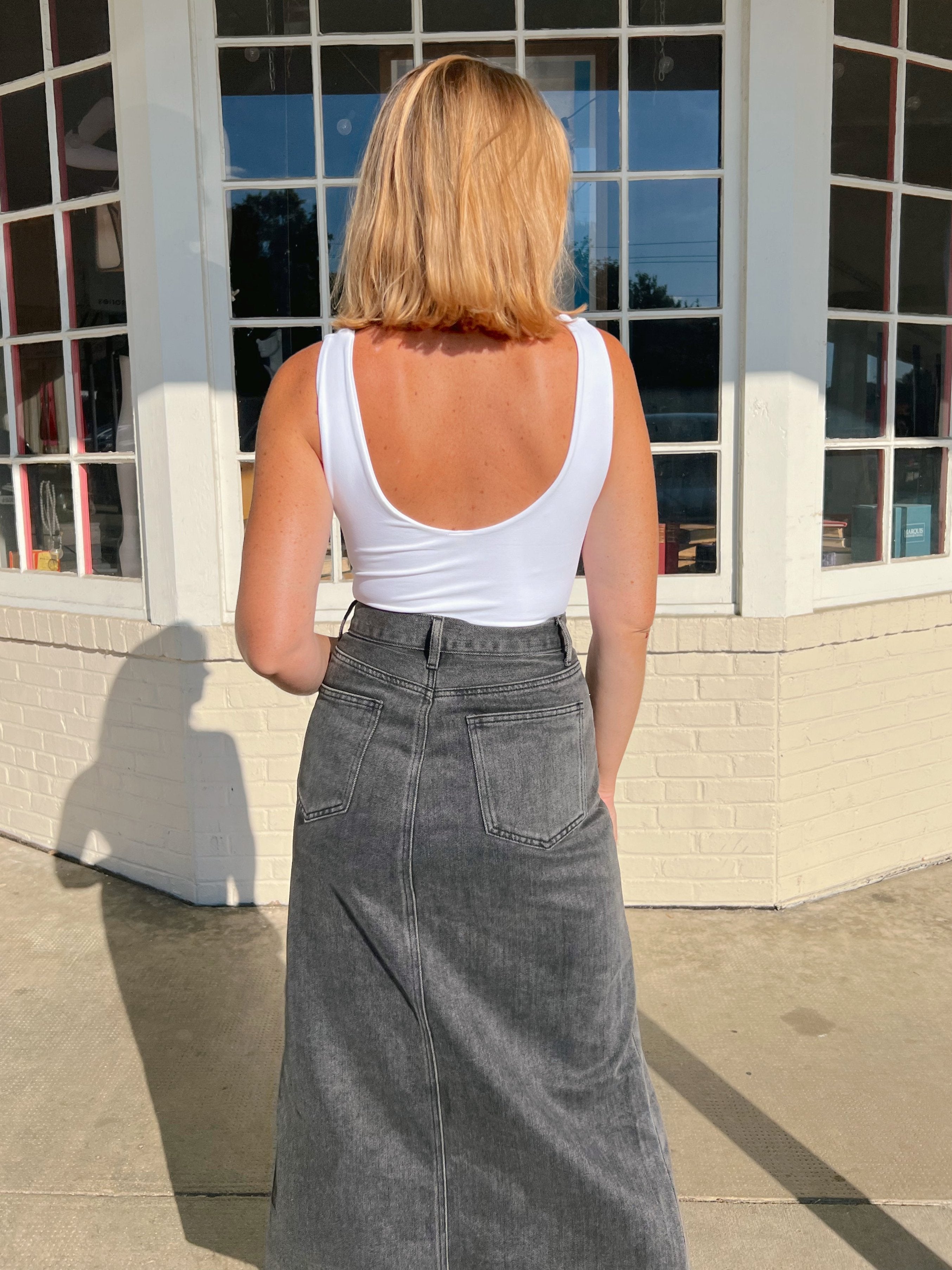 By Together | To The Moon Denim Midi Skirt | Sweetest Stitch