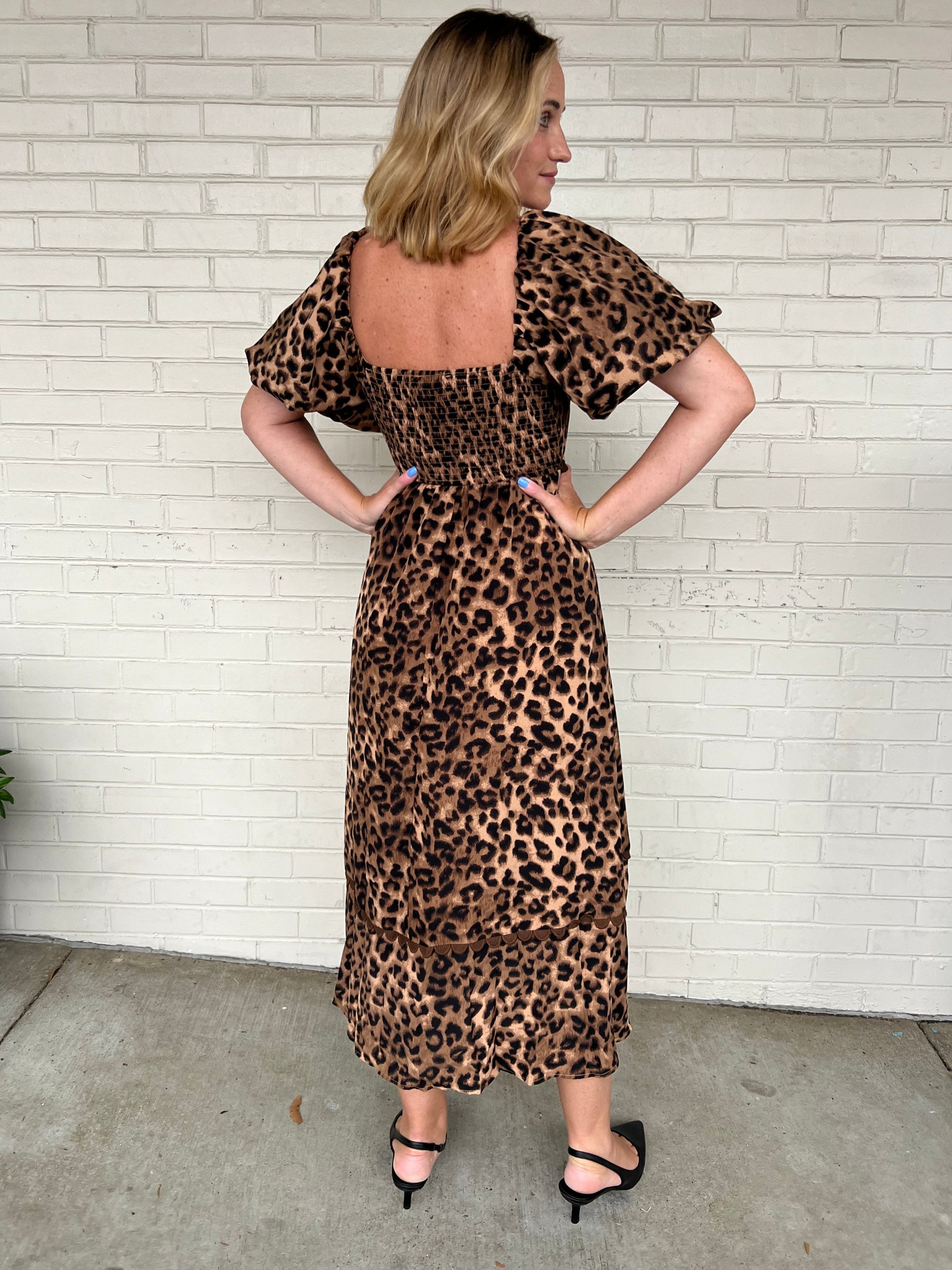 Entro | Leopard Short Sleeve Midi Dress | Sweetest Stitch 