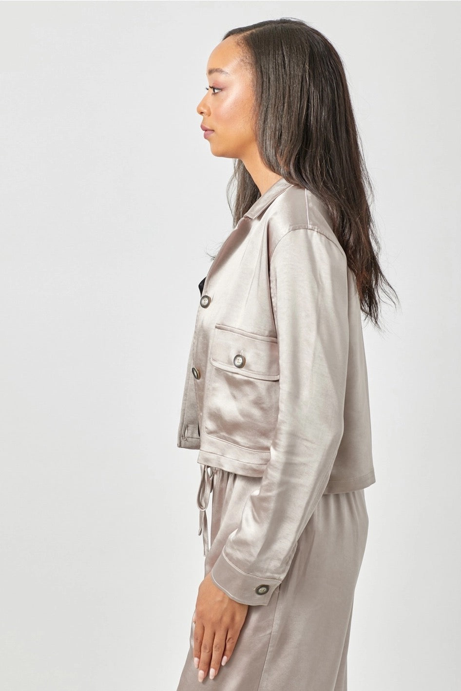 Satin Cropped Jacket – Shoptiques