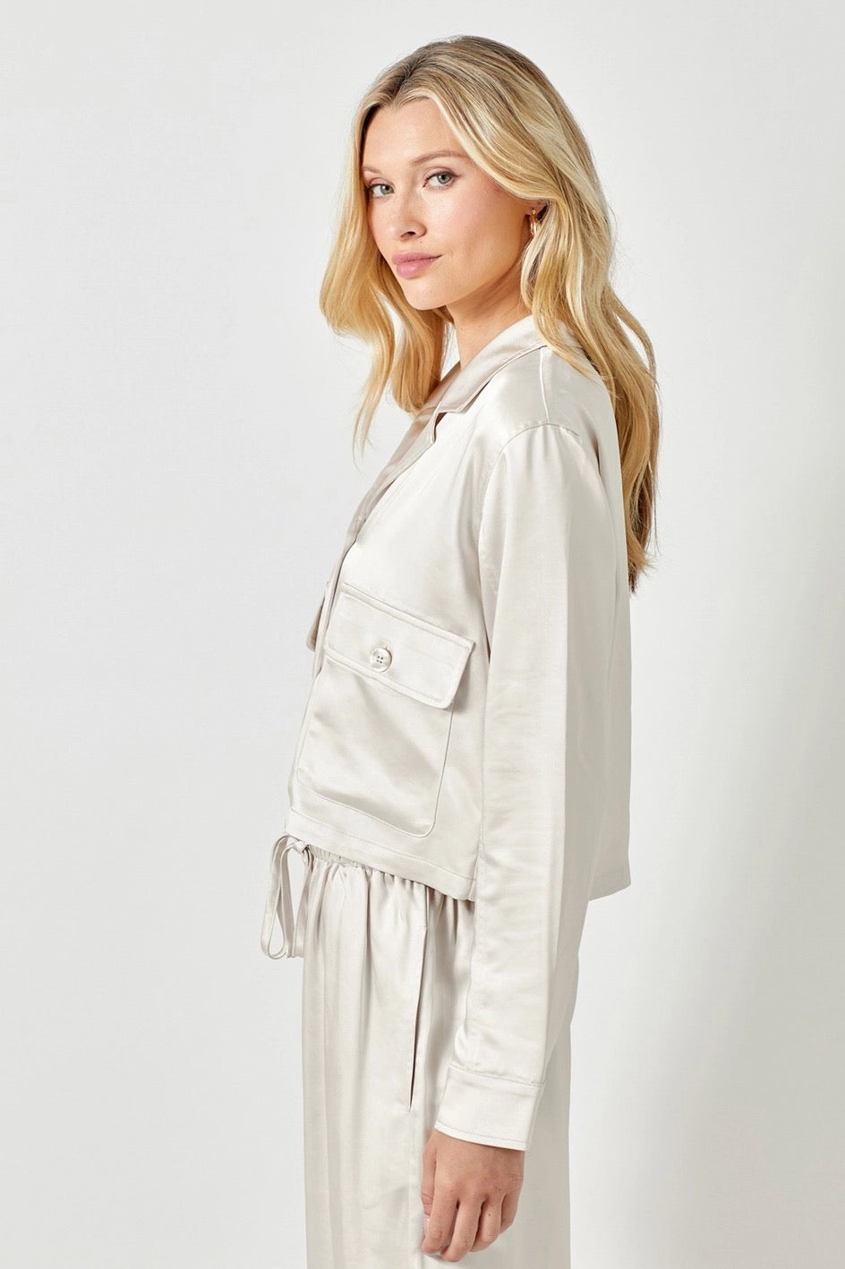 Satin Cropped Jacket – Shoptiques