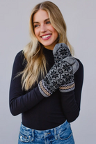 Tan Patterned Knit Mittens Main