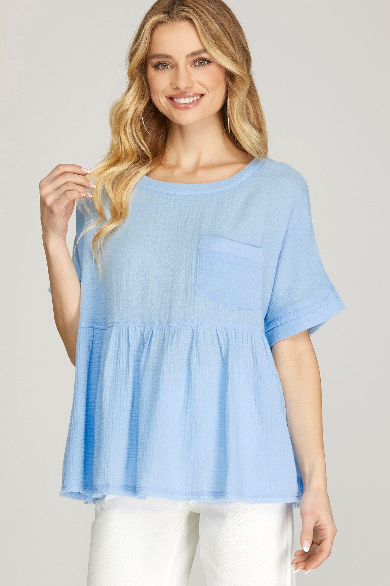 Baby doll top with front pocket – Shoptiques