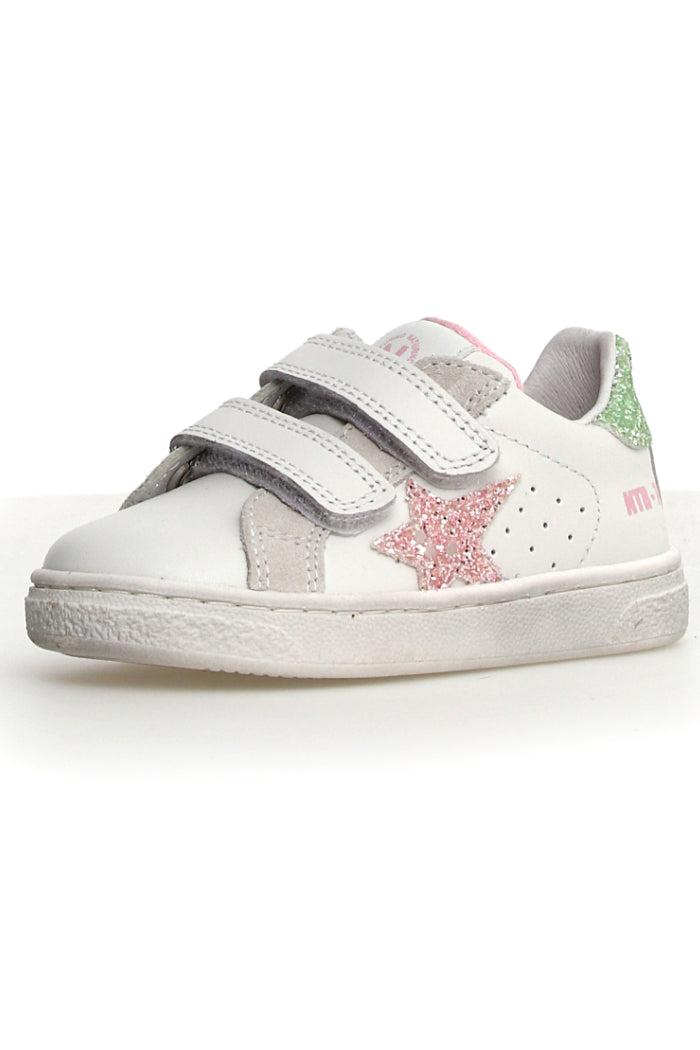 CALF/GLITTER/SUEDE WHITE-PINK-LIGHT GREEN-2N63