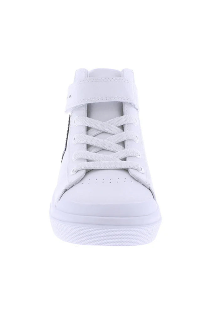 White/Black leather Rubber Sole