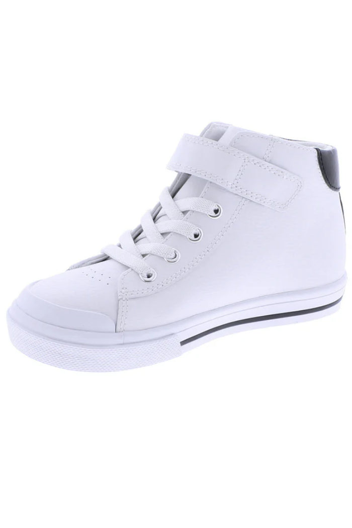 White/Black leather Rubber Sole