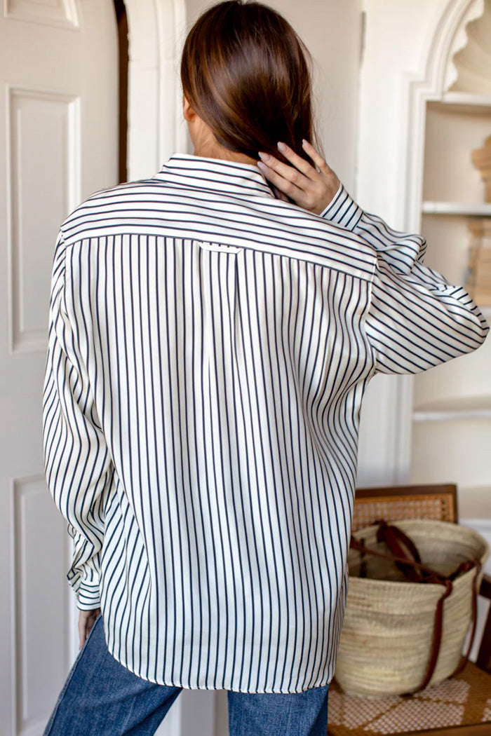 Ivory Stripe Silk