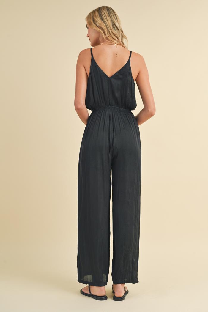 Satin Cami Overalls ASOS DESIGN Satin Cami Jumpsuit With Cut Out
