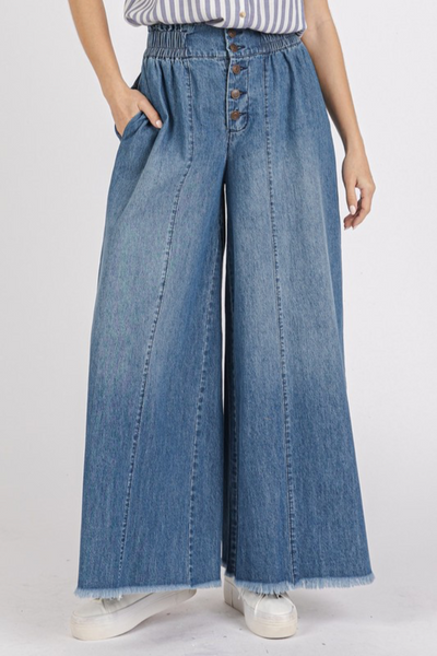 Button Fly Wide Leg Denim Pants – Shoptiques