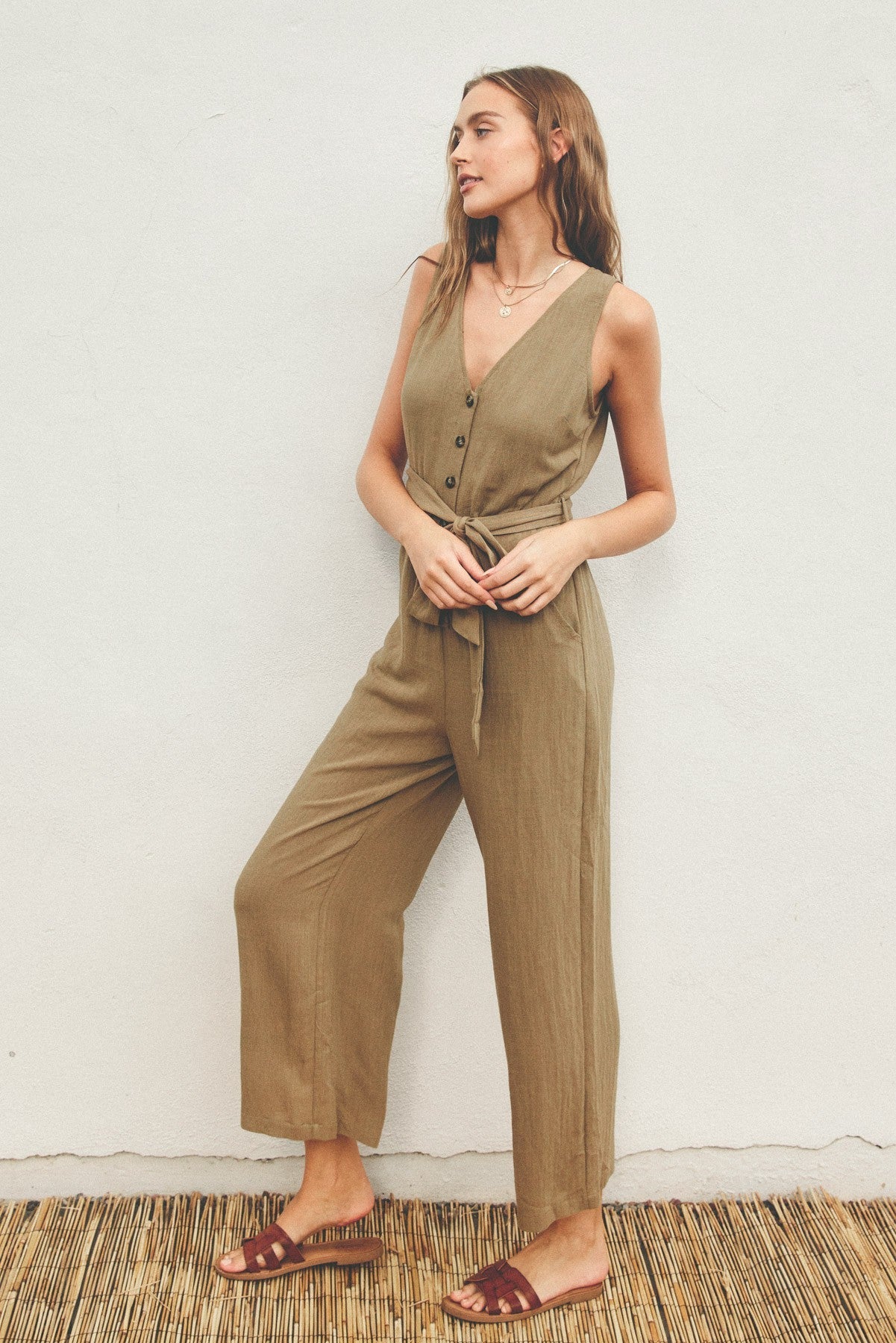 Dress Forum | Button Front Sleeveless Jumpsuit | Sweetest Stitch