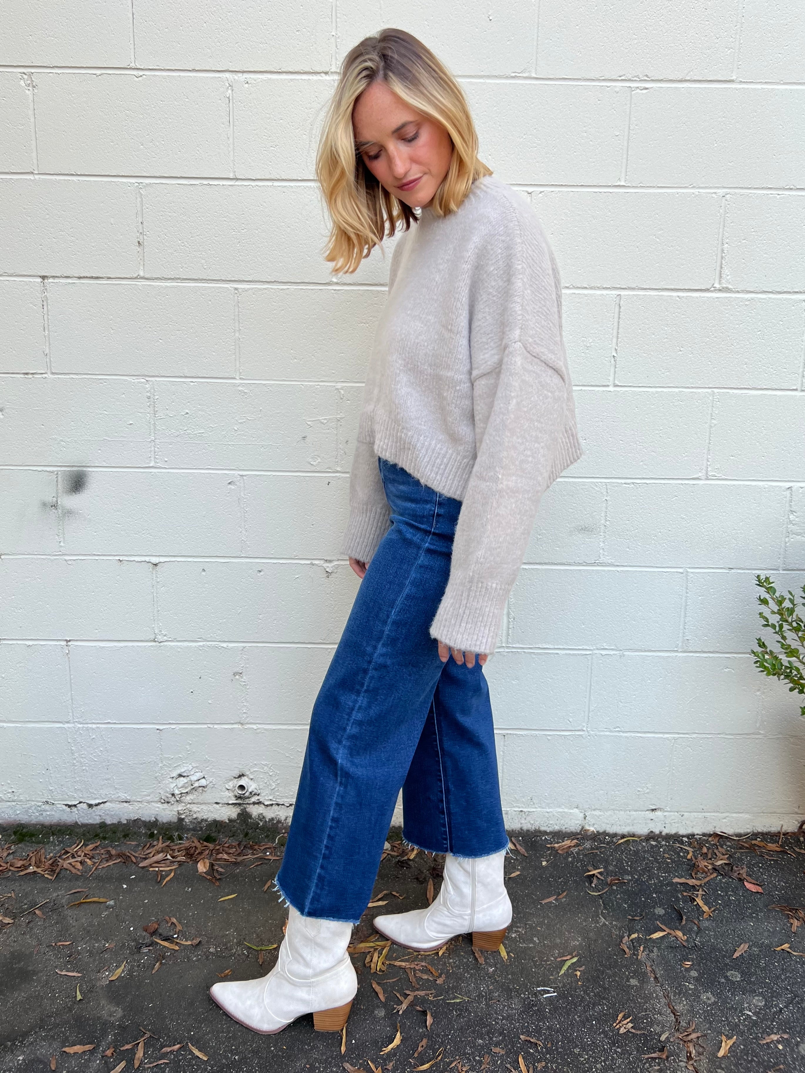 Grade & Gather | Gray Fuzzy Knit Sweater | Sweetest Stitch