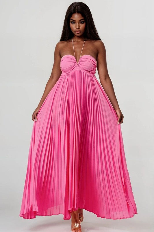 FLOWY SLEEVELESS PLEATED MAXI DRESS Shoptiques FLOWY SLEEVELESS PLEATED MAXI DRESS Shoptiques