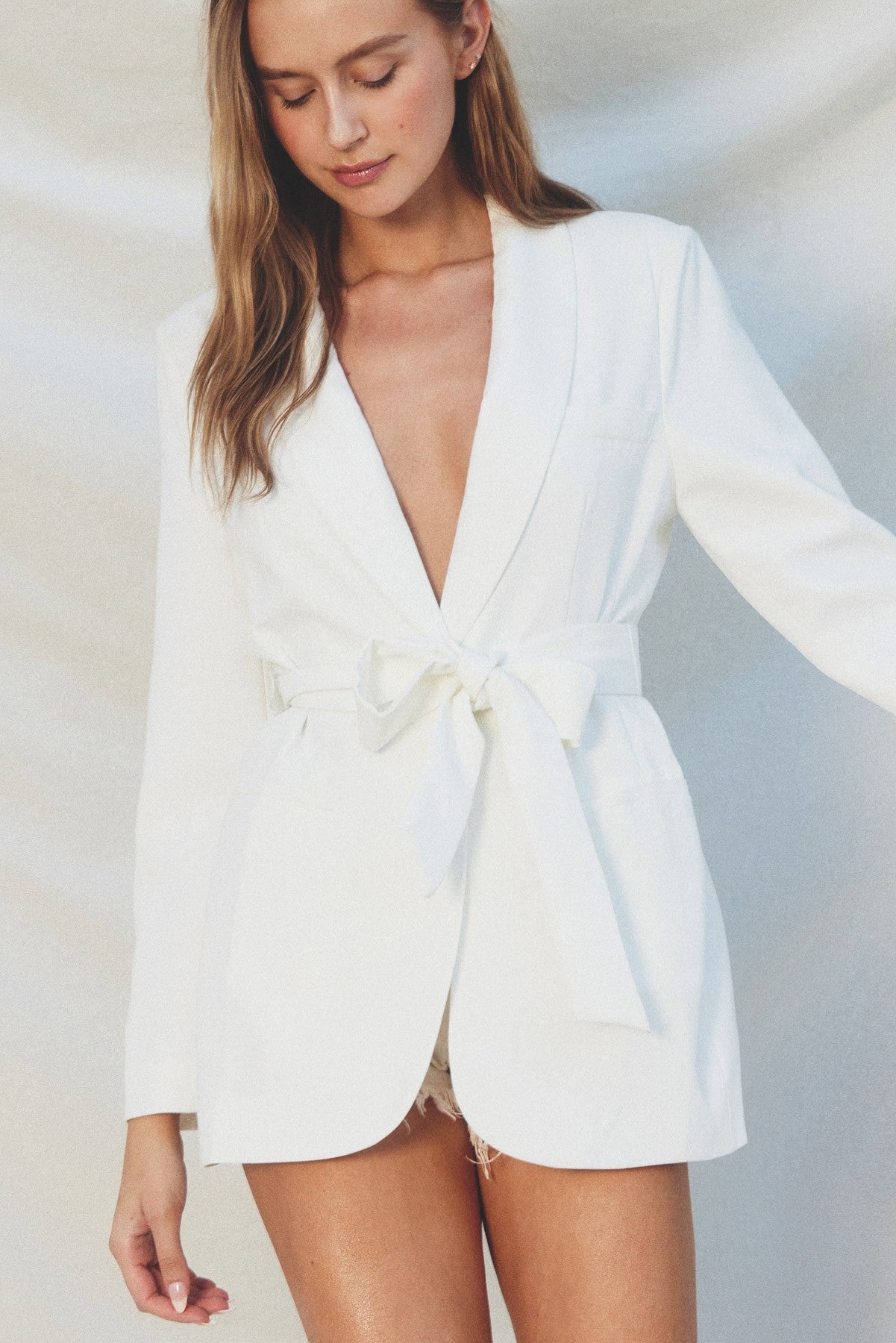 Dress Forum | Off White Waist Tie Blazer | Sweetest Stitch Boutique