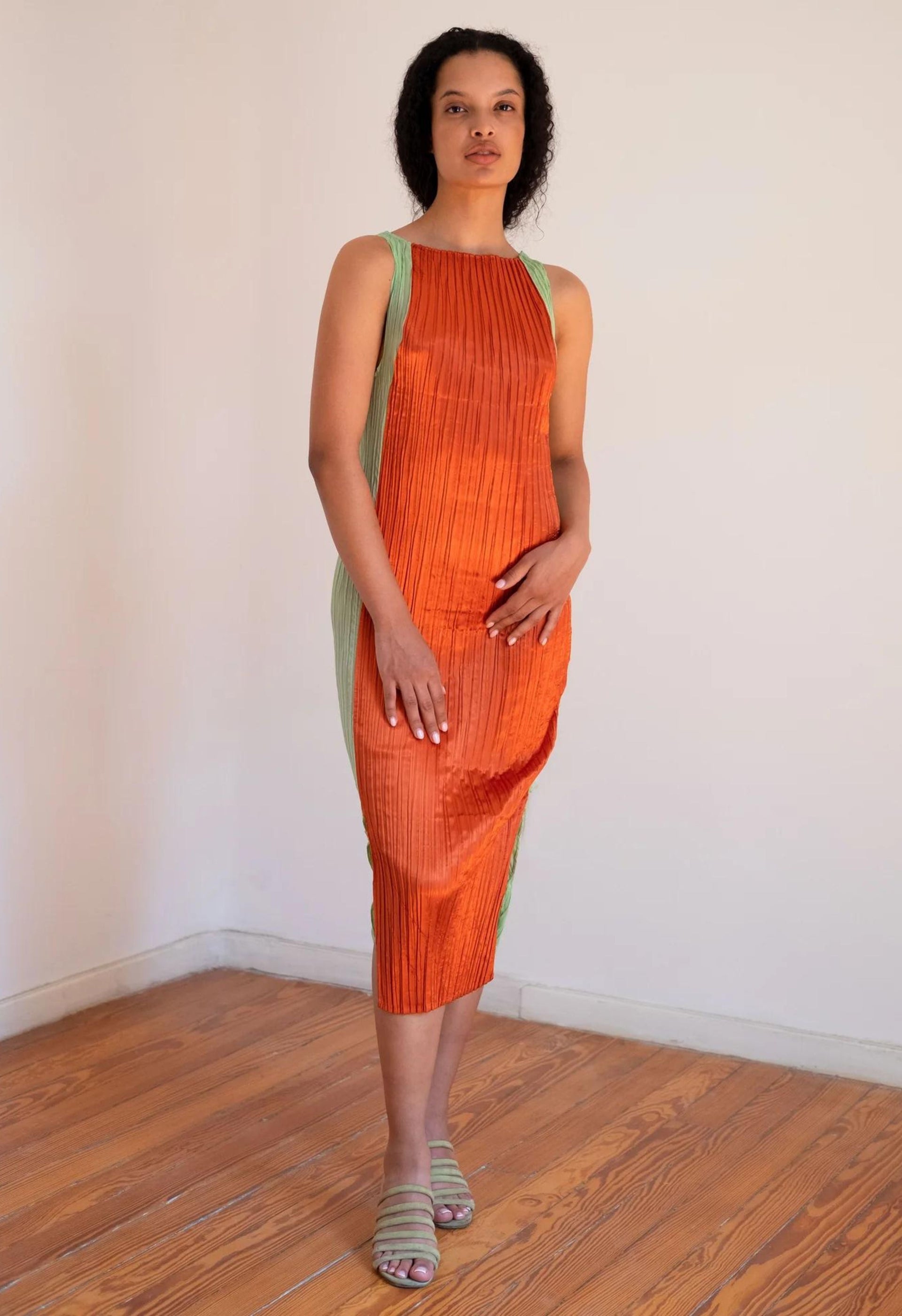 green and rust dress Rust Green Fit & Flare Dress