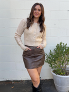 Sage the Label | Brown Faux Leather Mini Skirt | Sweetest Stitch