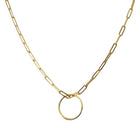 YOUnique 30-inch Clip Link Ring Necklace Gold