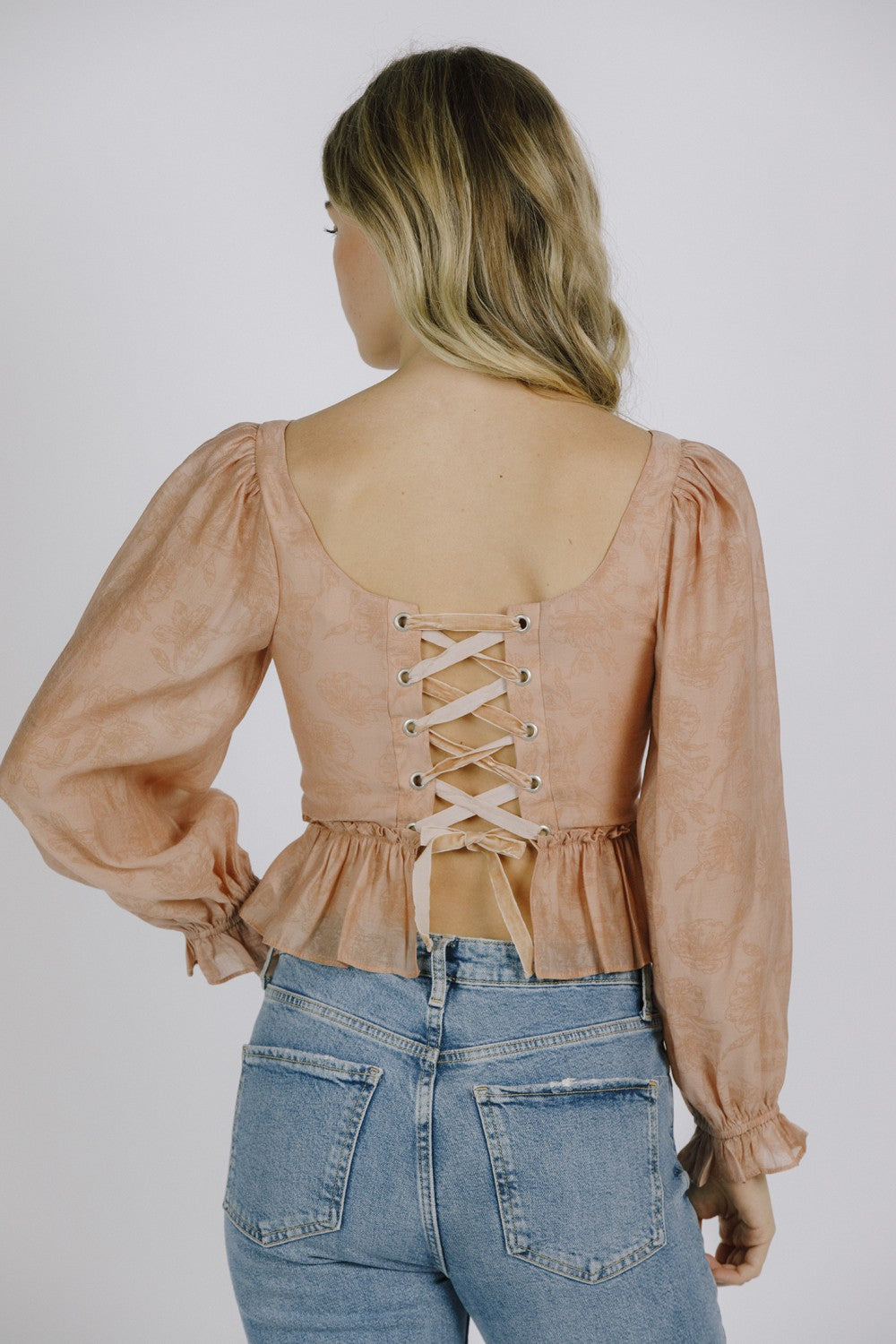 Storia | Rose Pink Long Sleeve Tied Back Top | Sweetest Stitch RVA