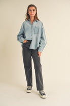 Miou Muse | Relaxed Fit Denim Button Down | Sweetest Stitch Online