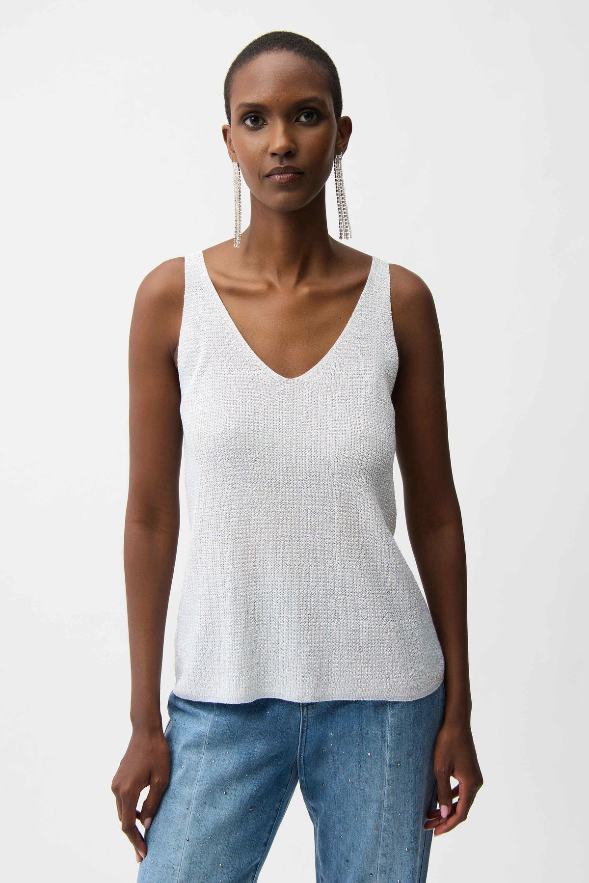 Metallic Knitted Camisole with Rhinestones- Vanilla – Shoptiques