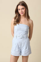 Olivaceous | Luna Strapless Belted Romper | Sweetest Stitch Boutique