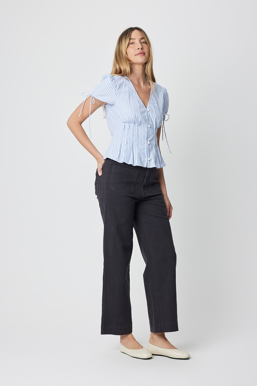 Mod Ref | Milly Striped Pleated Waist Top | Sweetest Stitch Boutique
