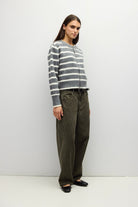 Mod Ref | Natalia Striped Zipper Sweater | Sweetest Stitch Boutique