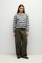Mod Ref | Natalia Striped Zipper Sweater | Sweetest Stitch Boutique