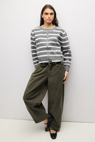 Mod Ref | Natalia Striped Zipper Sweater | Sweetest Stitch Boutique