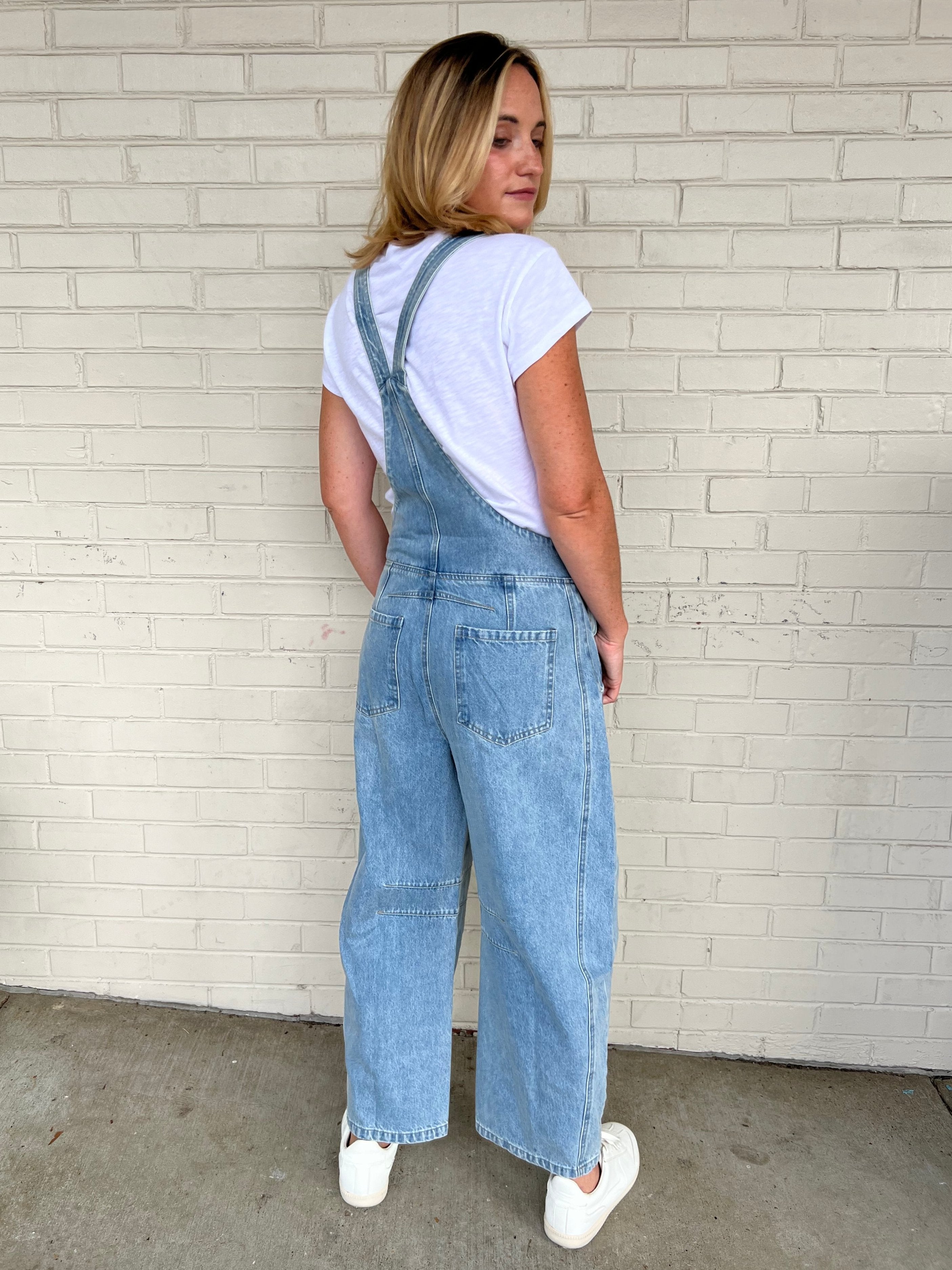 Miou Muse | Barrel Leg Denim Overalls | Sweetest Stitch