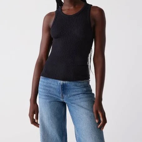 Kira Crinkle Tank In Black – Shoptiques