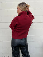 Dress Forum | Fringe Turtleneck Sweater Crimson | Sweetest Stitch