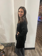 Black Long Sleeve Open Front with Pocket Sweater Cardigan - Athena's Fashion Boutique