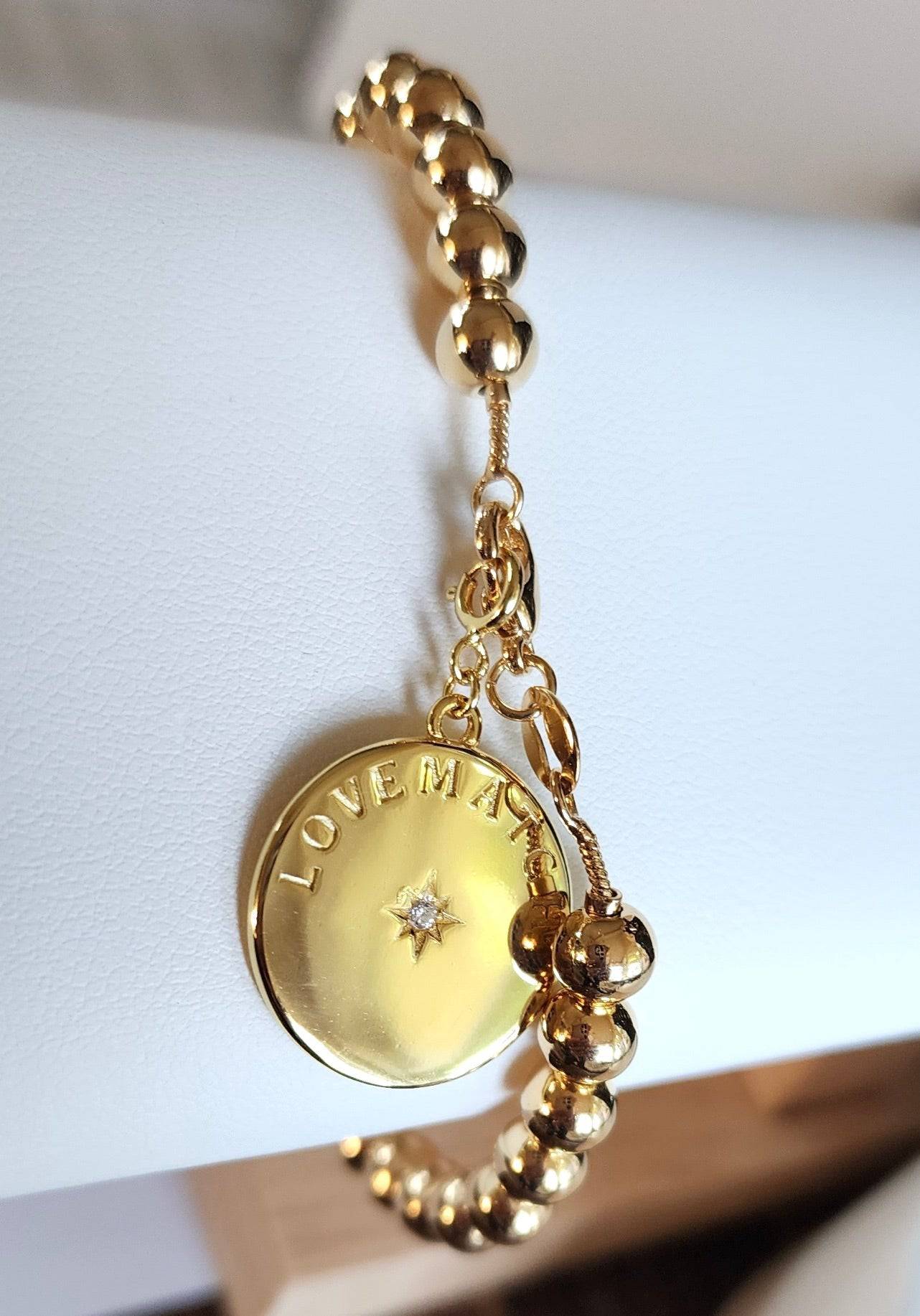 LoveMatch Tennis Love Grande Gold Ball Bracelet