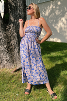 By Together | Blue Leaf Print Midi Dress | Sweetest Stitch Boutique