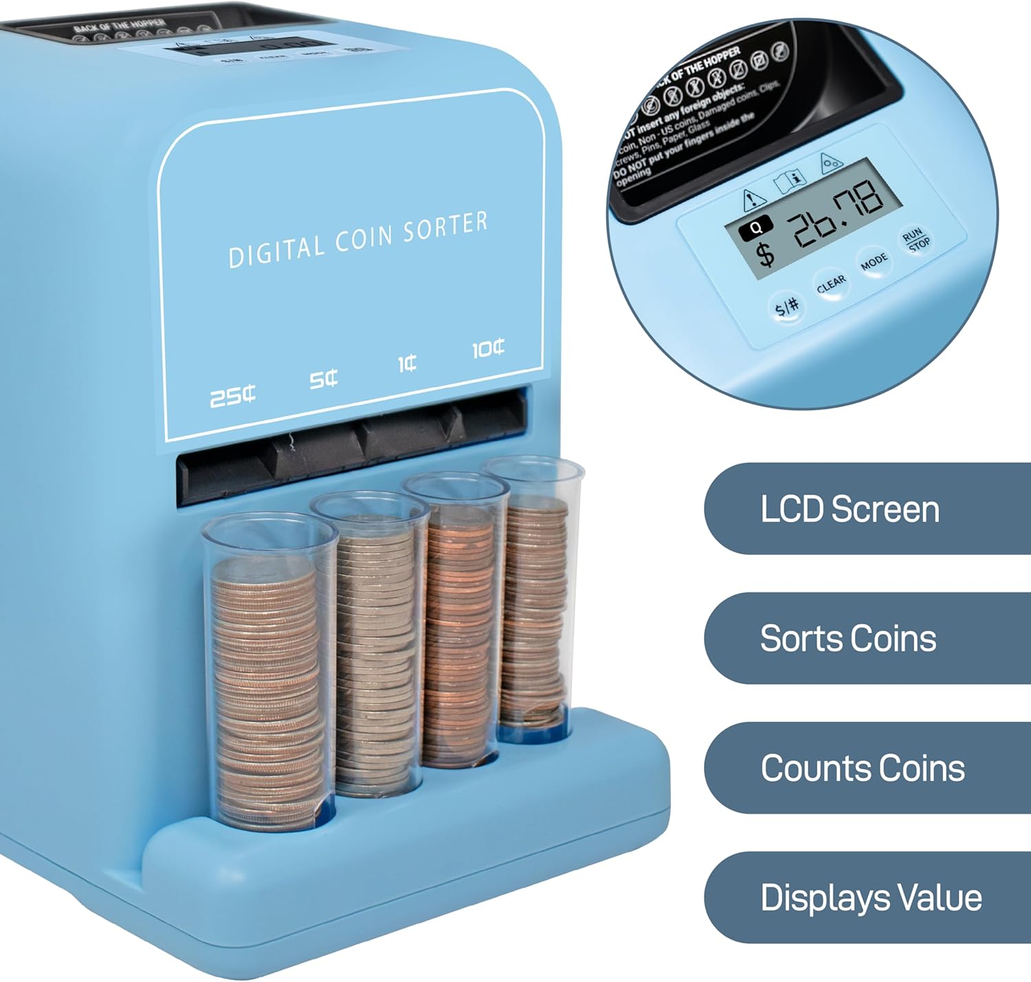 Automatic Coin Counter and Sorter Machine, Blue – Shoptiques