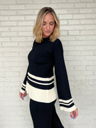 Miou Muse | Black & Cream Stripe Detail Top | Sweetest Stitch