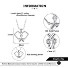Jewelry information card with pickleball necklace details including length, material, and features.