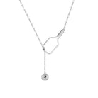 Pickleball Lariat Silver Paddle & Ball Necklace