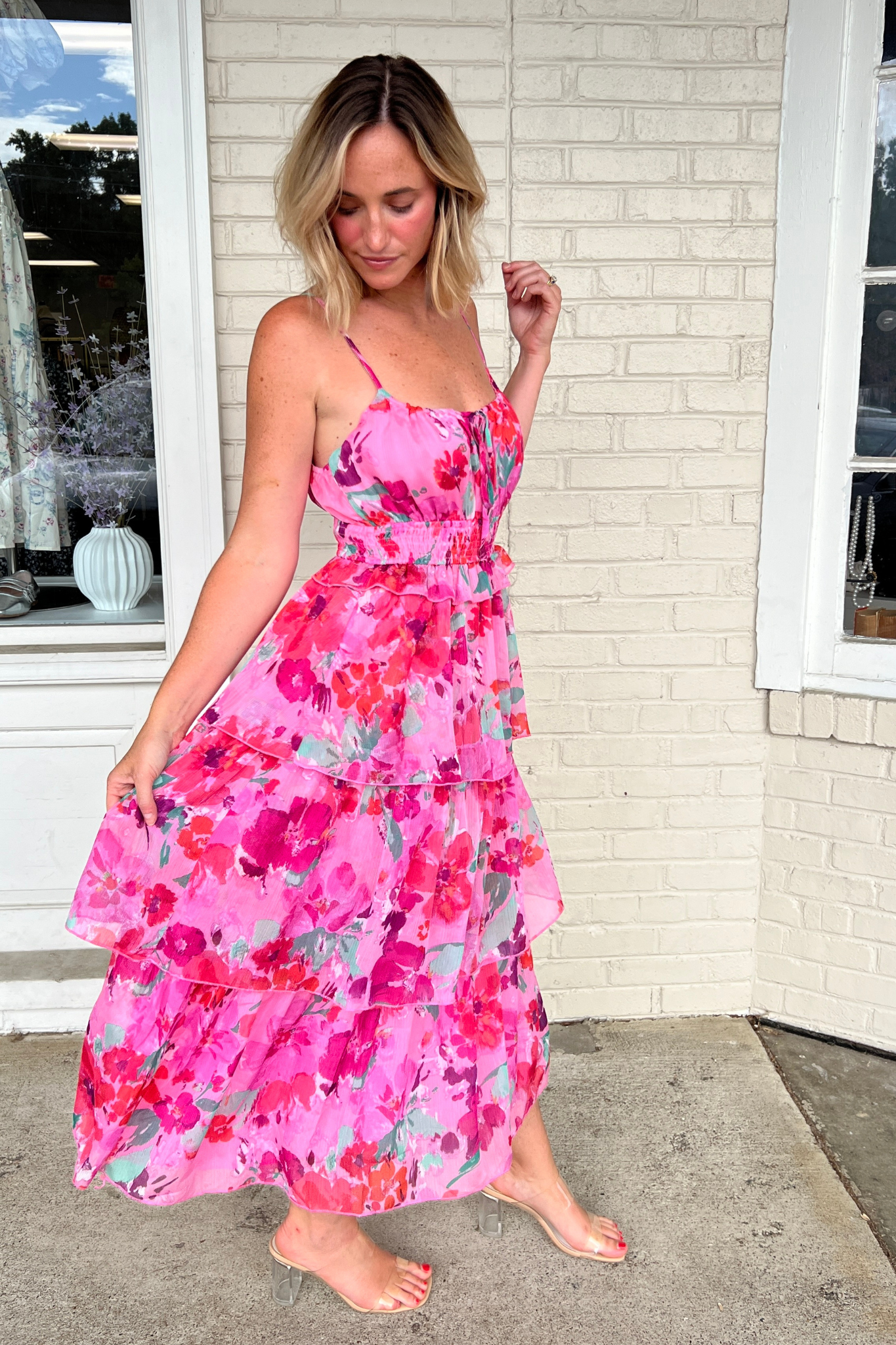 Storia | Pink Floral Wedding Guest Maxi Dress | Sweetest Stitch