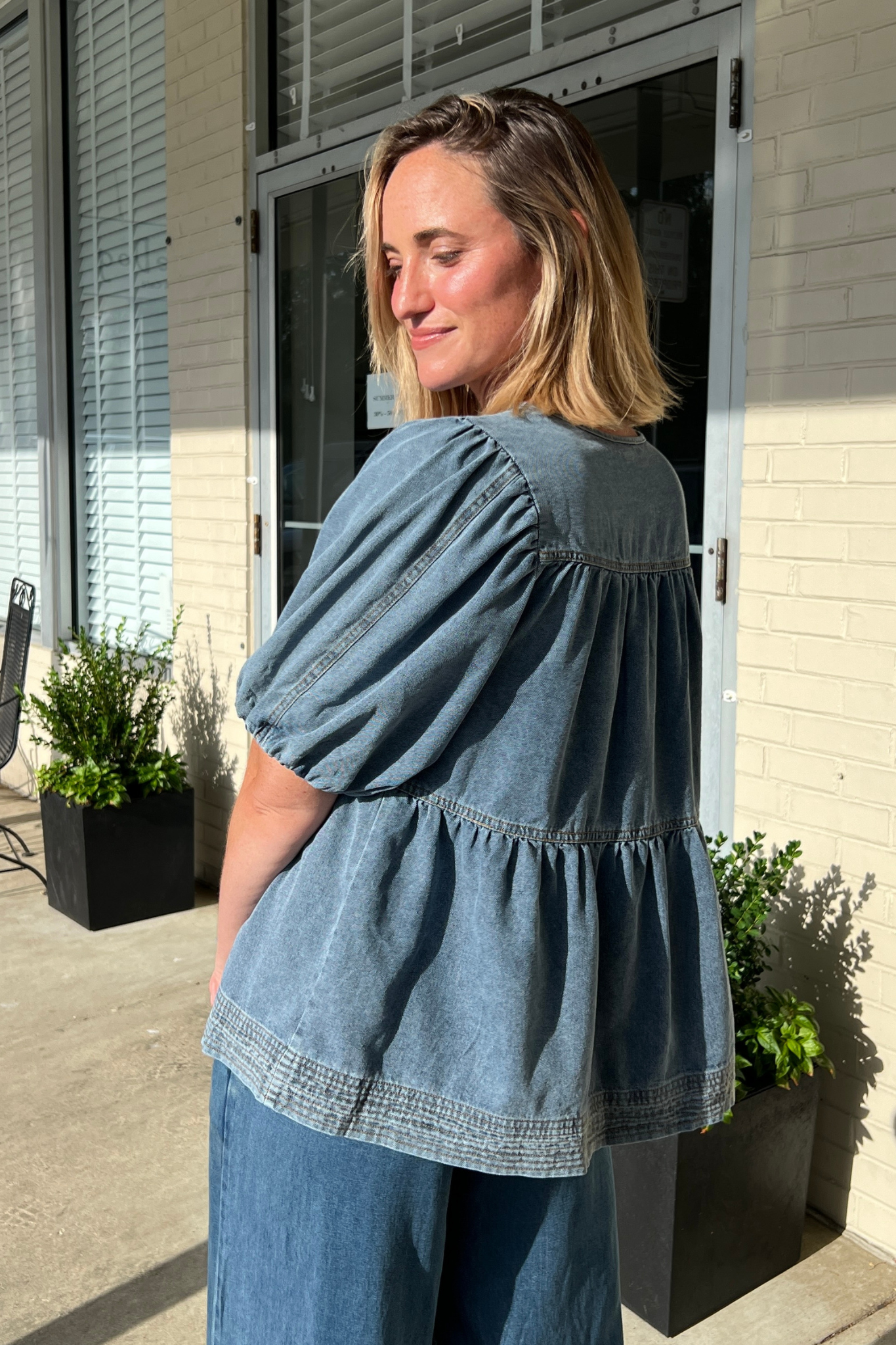 Work Blouse for Women | Entro Denim Top | Sweetest Stitch