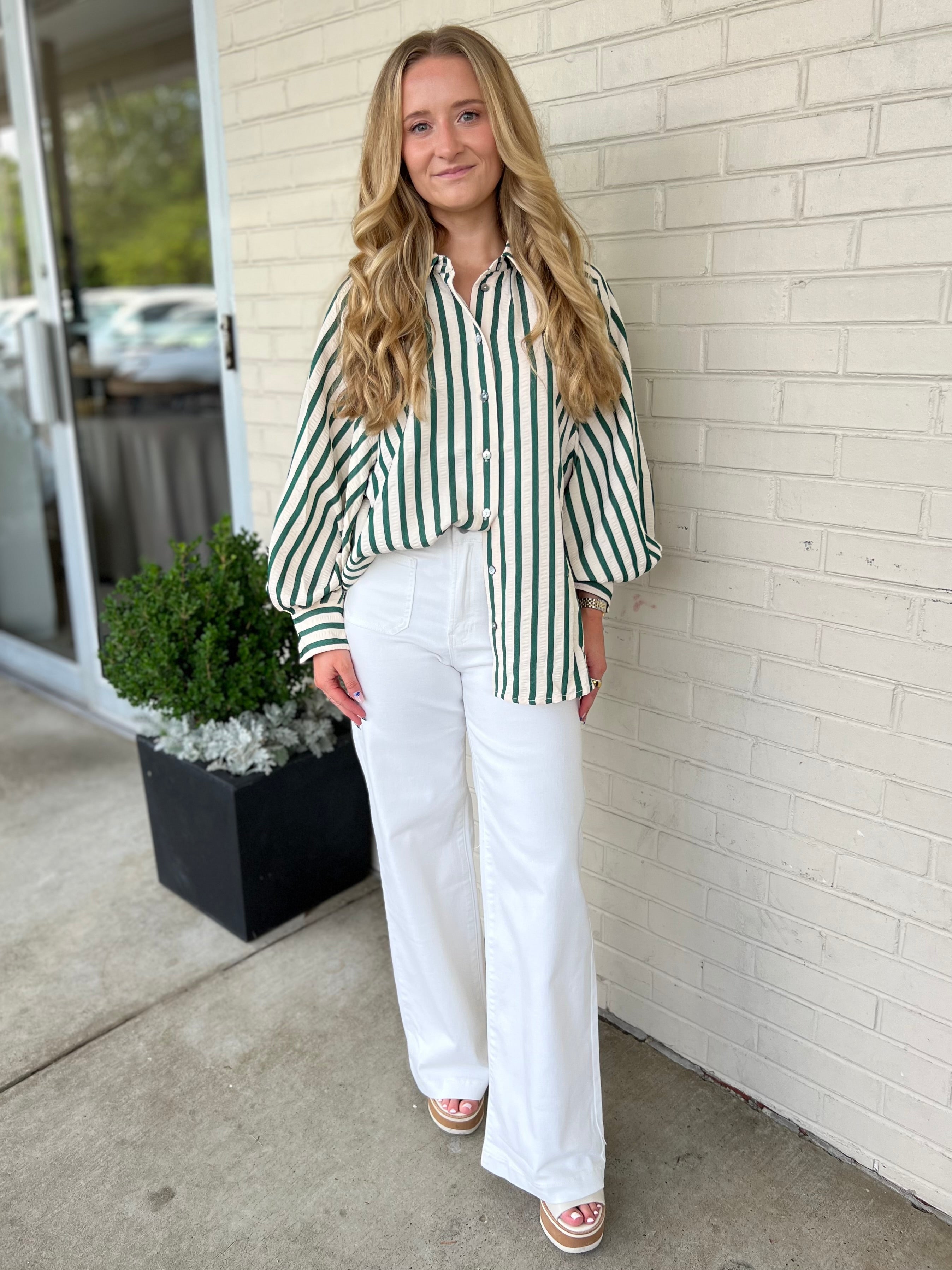 Entro | Esmerelda Striped Button Up Top | Sweetest Stitch Boutique