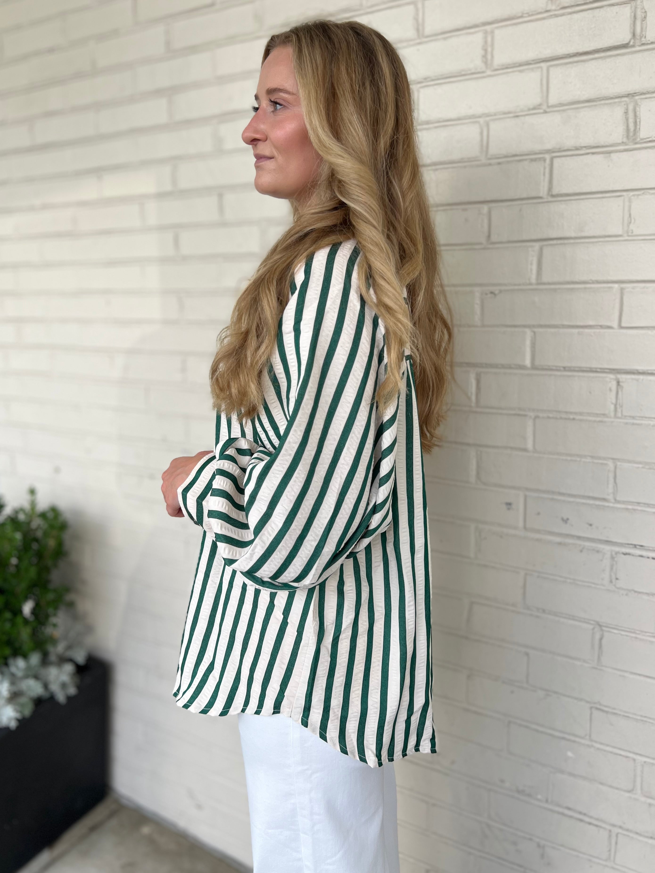 Entro | Esmerelda Striped Button Up Top | Sweetest Stitch Boutique