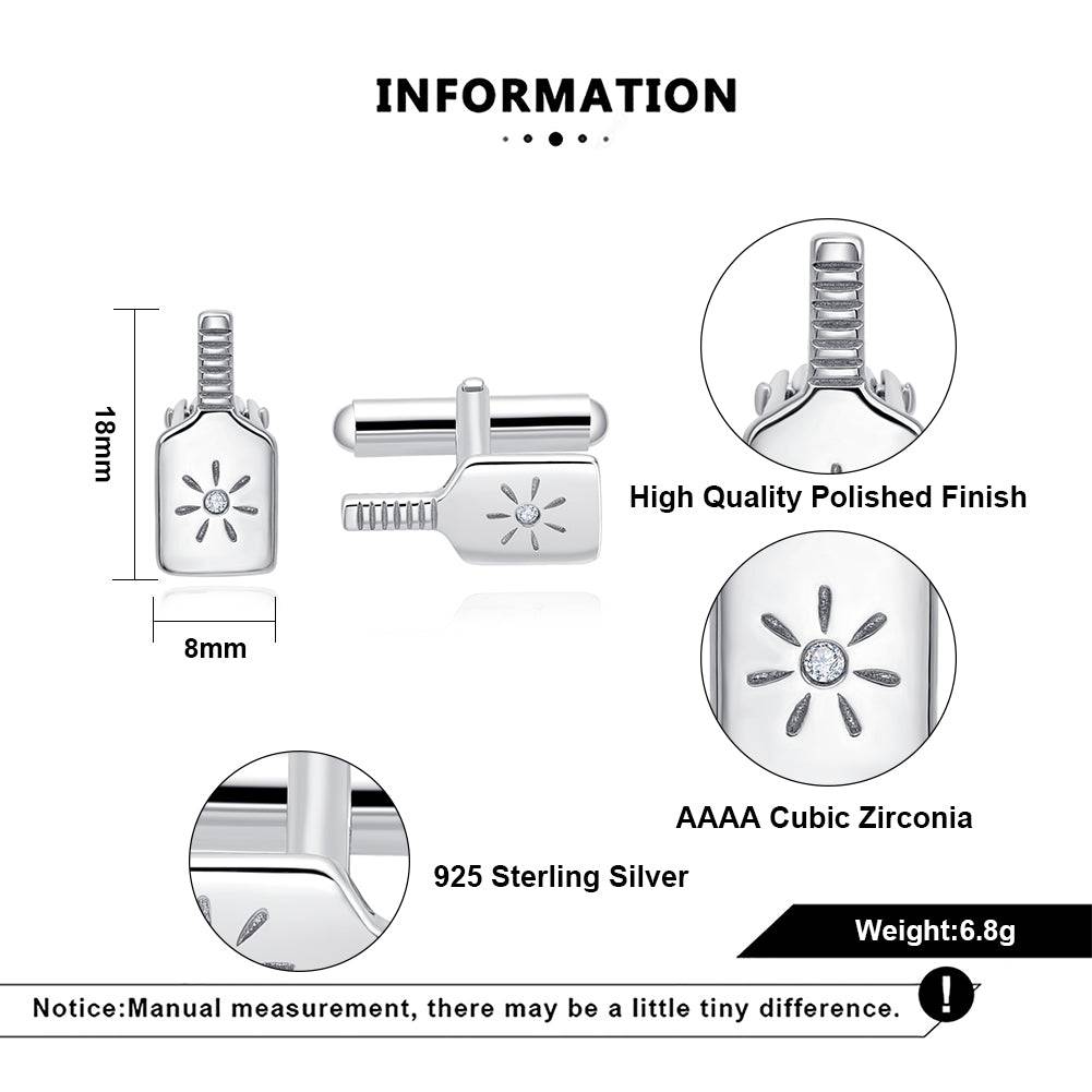 Pickleball Cuff Links Silver Paddle